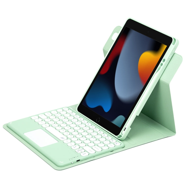 For iPad 10.2 2021 / Air 2019 Round Button 360 Degree Rotatable Bluetooth Keyboard Leather Case with Touchpad(Mint Green) - Universal by PMC TechLife | Online Shopping South Africa | PMC TechLife