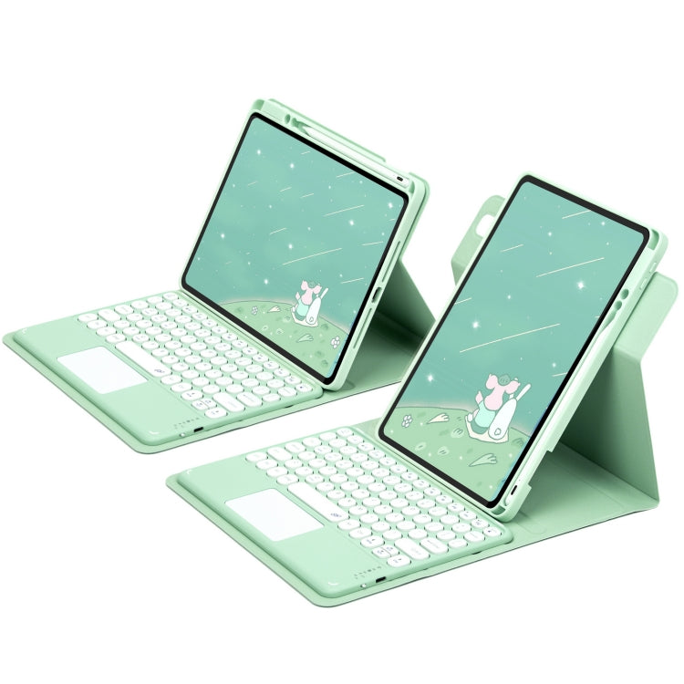For iPad 10.2 2021 / Air 2019 Round Button 360 Degree Rotatable Bluetooth Keyboard Leather Case with Touchpad(Mint Green) - Universal by PMC TechLife | Online Shopping South Africa | PMC TechLife