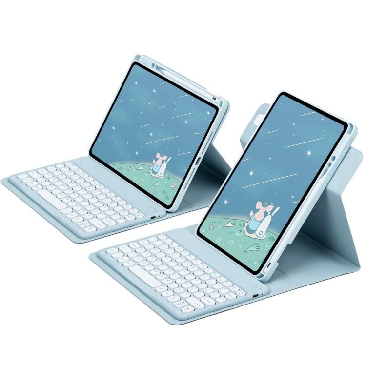 For iPad 10th Gen 10.9 2022 Round Button 360 Degree Rotatable Bluetooth Keyboard Leather Case(Sky Blue) - Universal by PMC TechLife | Online Shopping South Africa | PMC TechLife