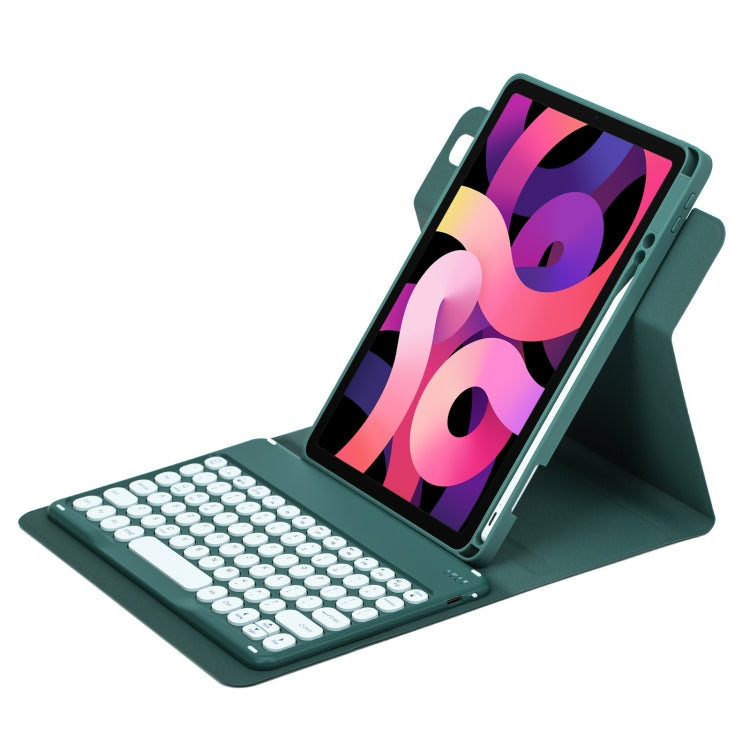For iPad Air 2022 / iPad Pro 11 2021 Round Button 360 Degree Rotatable Bluetooth Keyboard Leather Case(Dark Green) - Universal by PMC TechLife | Online Shopping South Africa | PMC TechLife