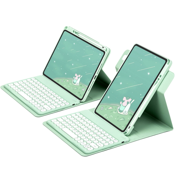 For iPad 10.2 2021 / Air 2019 Round Button 360 Degree Rotatable Bluetooth Keyboard Leather Case(Mint Green) - Universal by PMC TechLife | Online Shopping South Africa | PMC TechLife