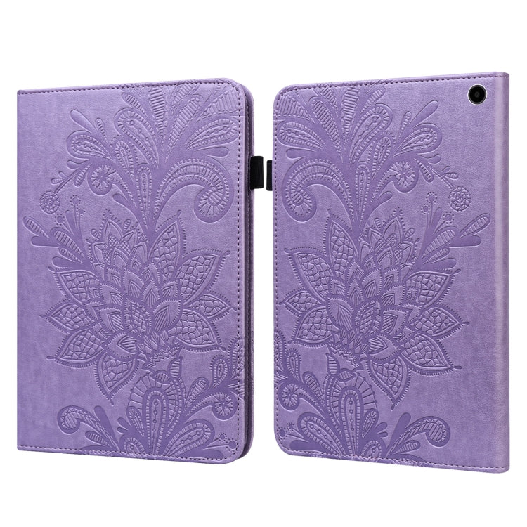 For Amazon Fire Max 11 Lace Flower Embossing Pattern Leather Tablet Case(Purple) - Amazon by PMC TechLife | Online Shopping South Africa | PMC TechLife | Buy Now Pay Later Mobicred