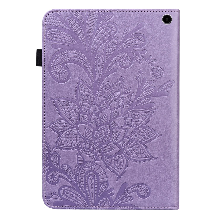 For Amazon Fire Max 11 Lace Flower Embossing Pattern Leather Tablet Case(Purple) - Amazon by PMC TechLife | Online Shopping South Africa | PMC TechLife | Buy Now Pay Later Mobicred