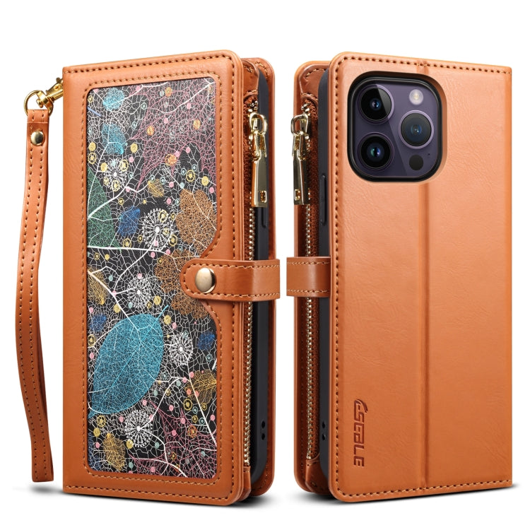 For iPhone 16 Pro Max ESEBLE Star Series Lanyard Zipper Wallet RFID Leather Case(Brown) - iPhone 16 Pro Max Cases by ESEBLE | Online Shopping South Africa | PMC TechLife | Buy Now Pay Later Mobicred