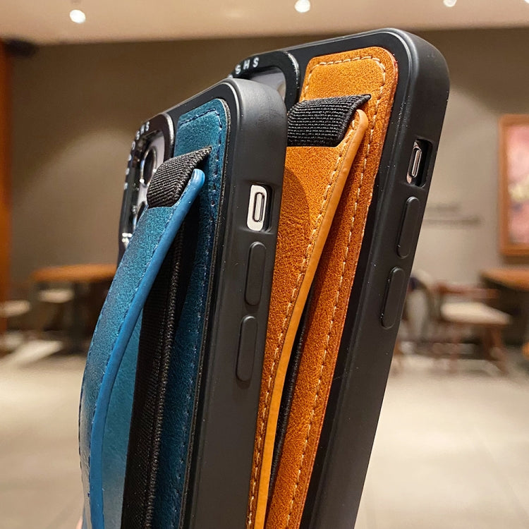 For iPhone 14 Pro Photo Frame Card Wallet Wrist Strap Holder Back Cover Phone Case(Brown) - iPhone 14 Pro Cases by PMC TechLife | Online Shopping South Africa | PMC TechLife