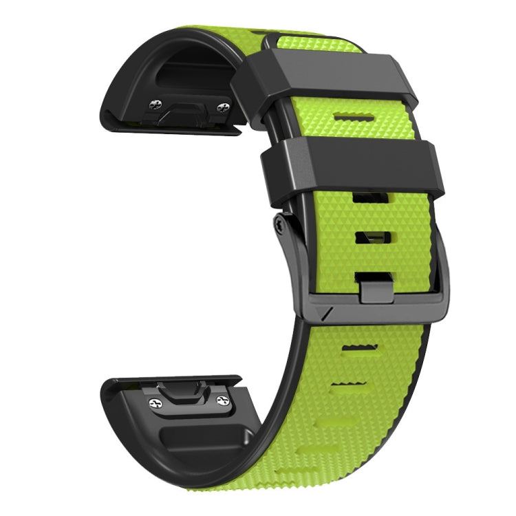 For Garmin Fenix 7 Pro 22mm Screw Buckle Diamond Texture Two Color Silicone Watch Band(Lime Green+Black) - Watch Bands by PMC TechLife | Online Shopping South Africa | PMC TechLife