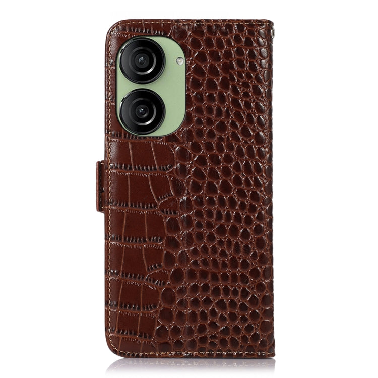For Asus ZenFone 10 / ZenFone 9  Crocodile Top Layer Cowhide Leather Phone Case(Brown) - ASUS Cases by PMC TechLife | Online Shopping South Africa | PMC TechLife | Buy Now Pay Later Mobicred