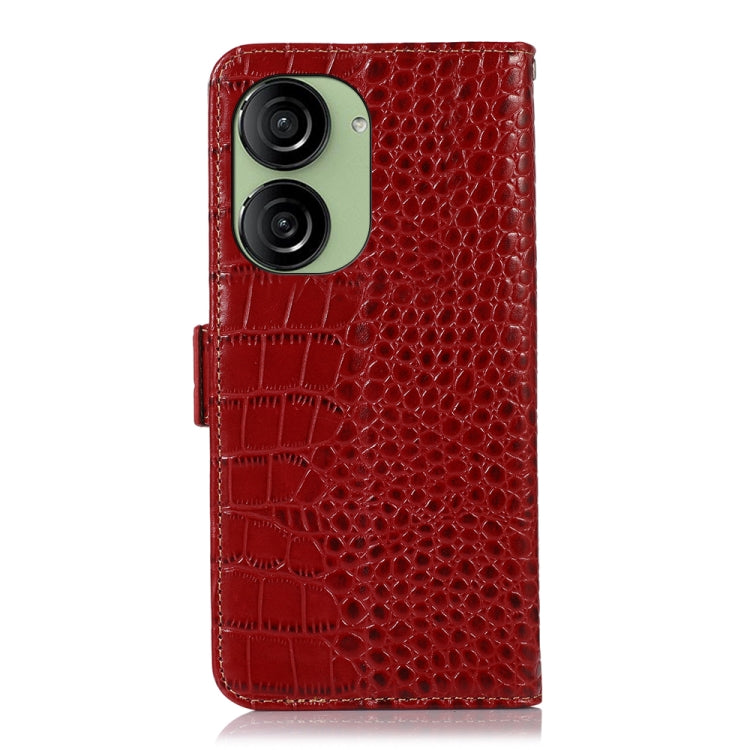 For Asus ZenFone 10 / ZenFone 9  Crocodile Top Layer Cowhide Leather Phone Case(Red) - ASUS Cases by PMC TechLife | Online Shopping South Africa | PMC TechLife | Buy Now Pay Later Mobicred