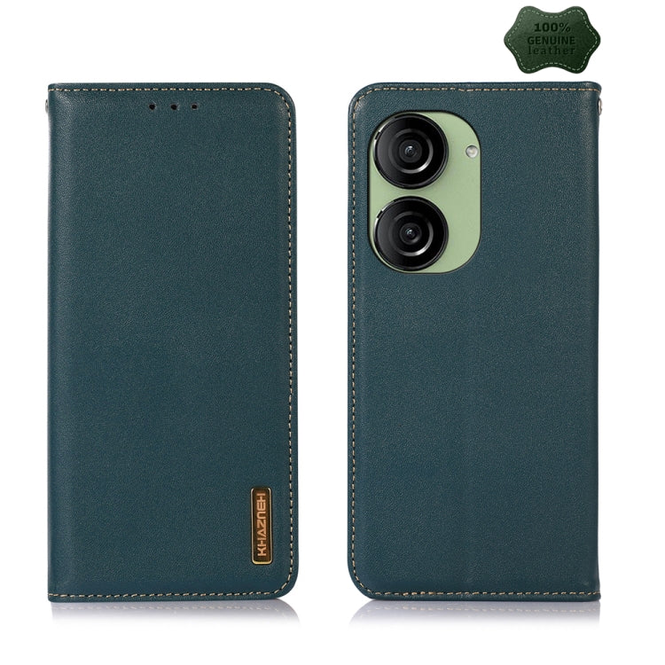 For Asus ZenFone 10 / ZenFone 9 KHAZNEH Nappa Top Layer Cowhide Leather Phone Case(Green) - ASUS Cases by PMC TechLife | Online Shopping South Africa | PMC TechLife