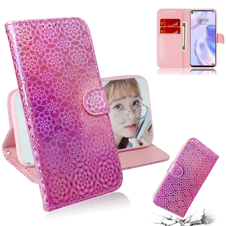For Huawei P40 lite 5G Solid Color Colorful Magnetic Buckle Horizontal Flip PU Leather Case with Holder & Card Slots & Wallet & Lanyard(Pink) - Huawei Cases by PMC TechLife | Online Shopping South Africa | PMC TechLife