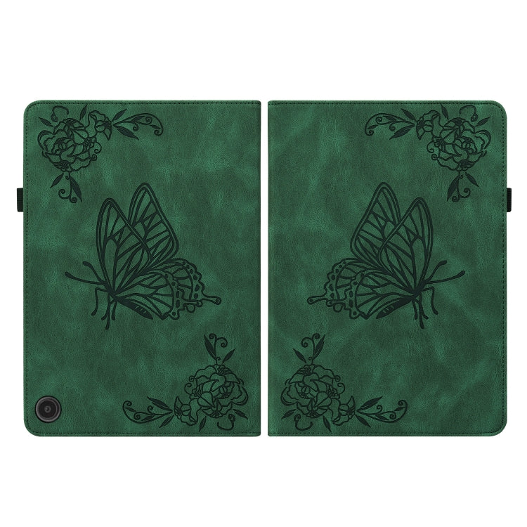 For Amazon Fire Max 11 Butterfly Flower Embossed Leather Tablet Case(Green) - Amazon by PMC TechLife | Online Shopping South Africa | PMC TechLife | Buy Now Pay Later Mobicred