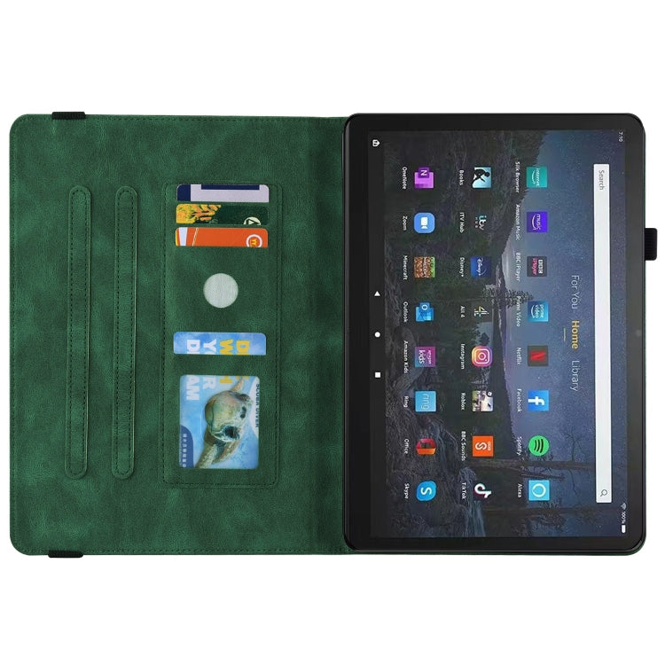 For Amazon Fire Max 11 Butterfly Flower Embossed Leather Tablet Case(Green) - Amazon by PMC TechLife | Online Shopping South Africa | PMC TechLife | Buy Now Pay Later Mobicred