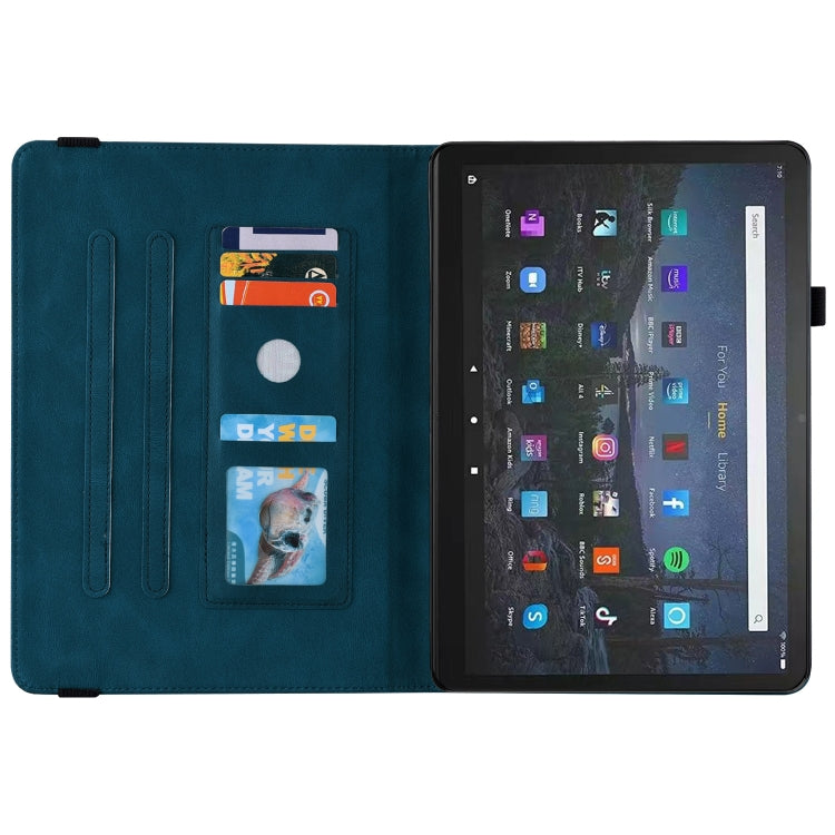 For Amazon Fire Max 11 Butterfly Flower Embossed Leather Tablet Case(Blue) - Amazon by PMC TechLife | Online Shopping South Africa | PMC TechLife | Buy Now Pay Later Mobicred