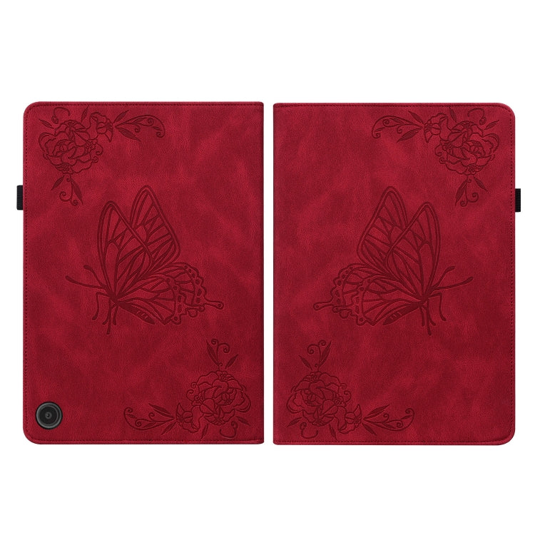 For Amazon Fire Max 11 Butterfly Flower Embossed Leather Tablet Case(Red) - Amazon by PMC TechLife | Online Shopping South Africa | PMC TechLife | Buy Now Pay Later Mobicred