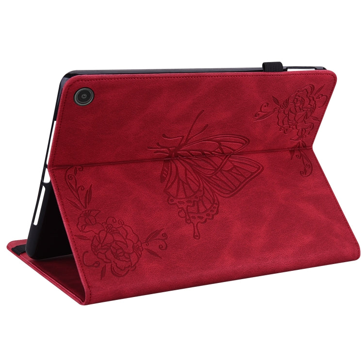 For Amazon Fire Max 11 Butterfly Flower Embossed Leather Tablet Case(Red) - Amazon by PMC TechLife | Online Shopping South Africa | PMC TechLife | Buy Now Pay Later Mobicred
