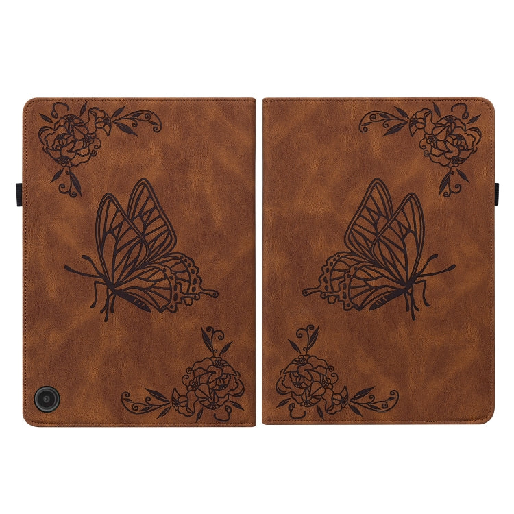 For Amazon Fire Max 11 Butterfly Flower Embossed Leather Tablet Case(Brown) - Amazon by PMC TechLife | Online Shopping South Africa | PMC TechLife | Buy Now Pay Later Mobicred