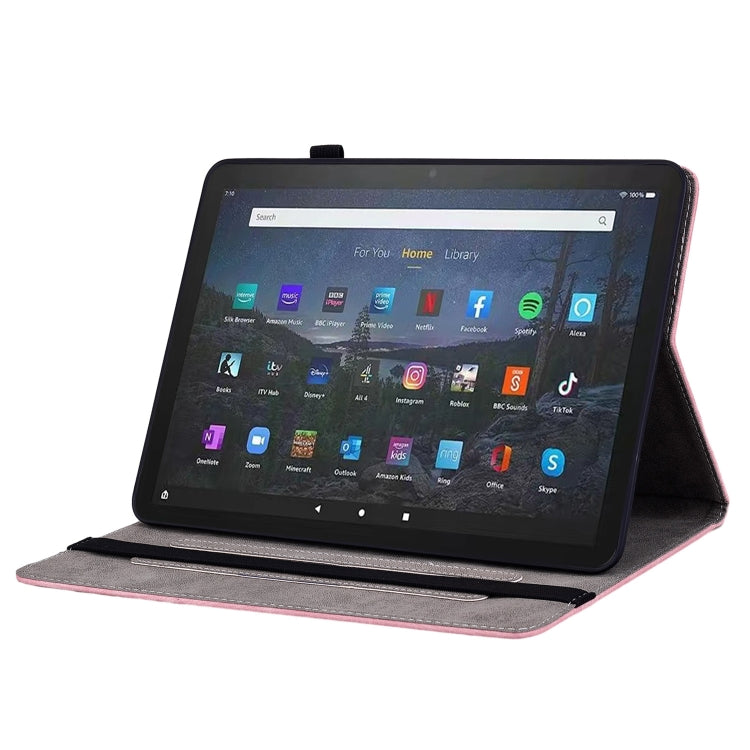 For Amazon Fire Max 11 Butterfly Rose Embossed Leather Tablet Case(Pink) - Amazon by PMC TechLife | Online Shopping South Africa | PMC TechLife | Buy Now Pay Later Mobicred