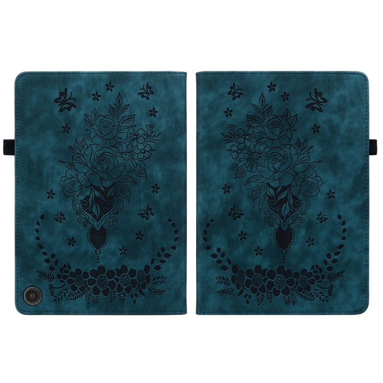 For Amazon Fire Max 11 Butterfly Rose Embossed Leather Tablet Case(Dark Blue) - Amazon by PMC TechLife | Online Shopping South Africa | PMC TechLife | Buy Now Pay Later Mobicred