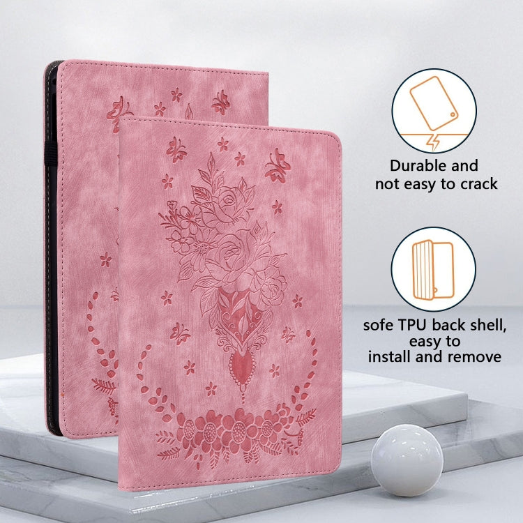 For Amazon Kindle Paperwhite 5 2024 Butterfly Rose Embossed Leather Tablet Case(Pink) - Amazon by PMC Jewellery | Online Shopping South Africa | PMC Jewellery | Buy Now Pay Later Mobicred