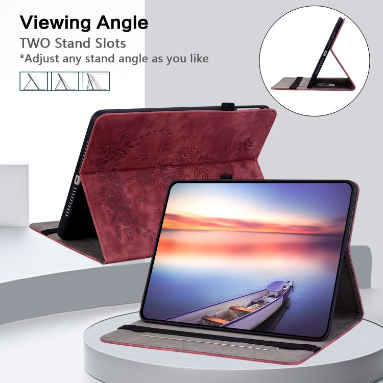 For Amazon Kindle Paperwhite 5 2024 Butterfly Rose Embossed Leather Tablet Case(Red) - Amazon by PMC Jewellery | Online Shopping South Africa | PMC Jewellery | Buy Now Pay Later Mobicred