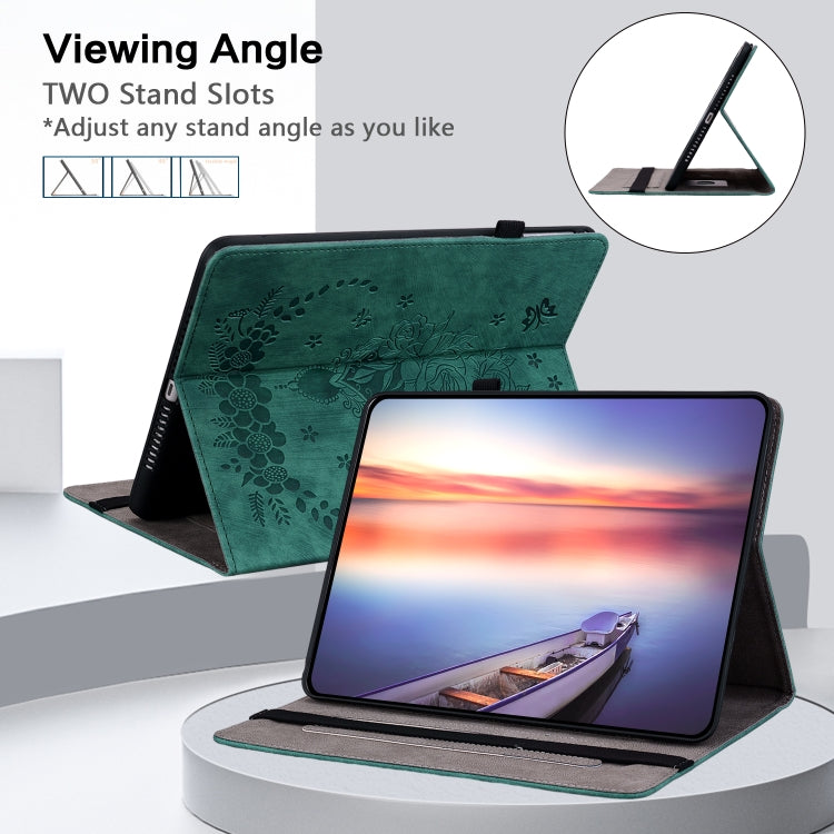 For Amazon Kindle Paperwhite 5 2023 2024 Butterfly Rose Embossed Leather Tablet Case(Green) - Amazon by PMC Jewellery | Online Shopping South Africa | PMC Jewellery | Buy Now Pay Later Mobicred