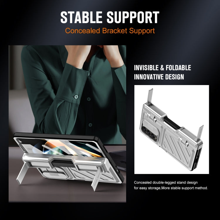 For Samsung Galaxy Z Fold4 TPU + PC Integrated All-inclusive Shockproof Phone Case with Pen(Silver) - Galaxy Z Fold4 5G Cases by PMC TechLife | Online Shopping South Africa | PMC TechLife
