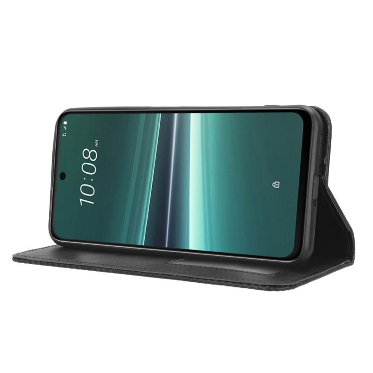 For HTC U23 / U23 Pro Magnetic Buckle Retro Texture Leather Phone Case(Black) - HTC by PMC TechLife | Online Shopping South Africa | PMC TechLife | Buy Now Pay Later Mobicred