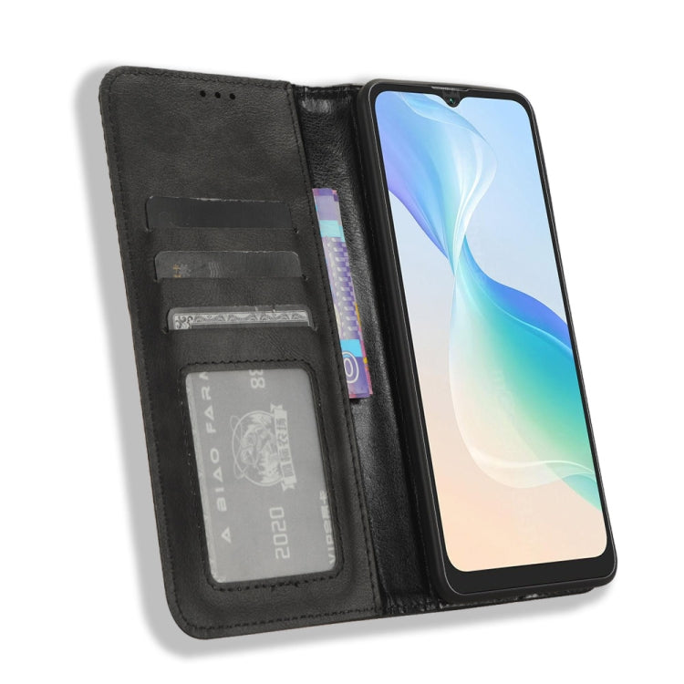 For Blackview Oscal C30 / C30 Pro Magnetic Buckle Retro Texture Leather Phone Case(Black) - More Brand by PMC TechLife | Online Shopping South Africa | PMC TechLife