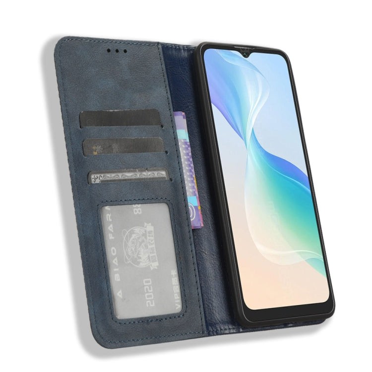For Blackview Oscal C30 / C30 Pro Magnetic Buckle Retro Texture Leather Phone Case(Blue) - More Brand by PMC TechLife | Online Shopping South Africa | PMC TechLife