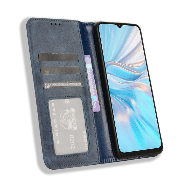 For Blackview Oscal C70 Magnetic Buckle Retro Texture Leather Phone Case(Blue) - More Brand by PMC TechLife | Online Shopping South Africa | PMC TechLife