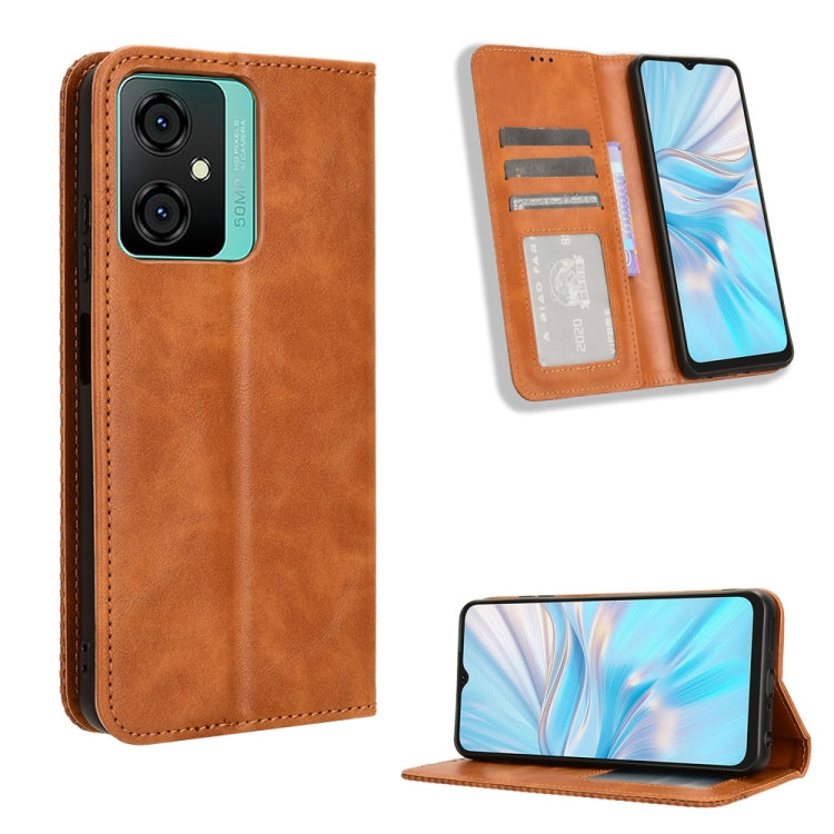 For Blackview Oscal C70 Magnetic Buckle Retro Texture Leather Phone Case(Brown) - More Brand by PMC TechLife | Online Shopping South Africa | PMC TechLife