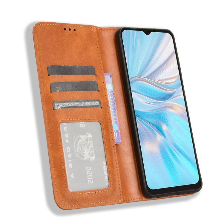 For Blackview Oscal C70 Magnetic Buckle Retro Texture Leather Phone Case(Brown) - More Brand by PMC TechLife | Online Shopping South Africa | PMC TechLife