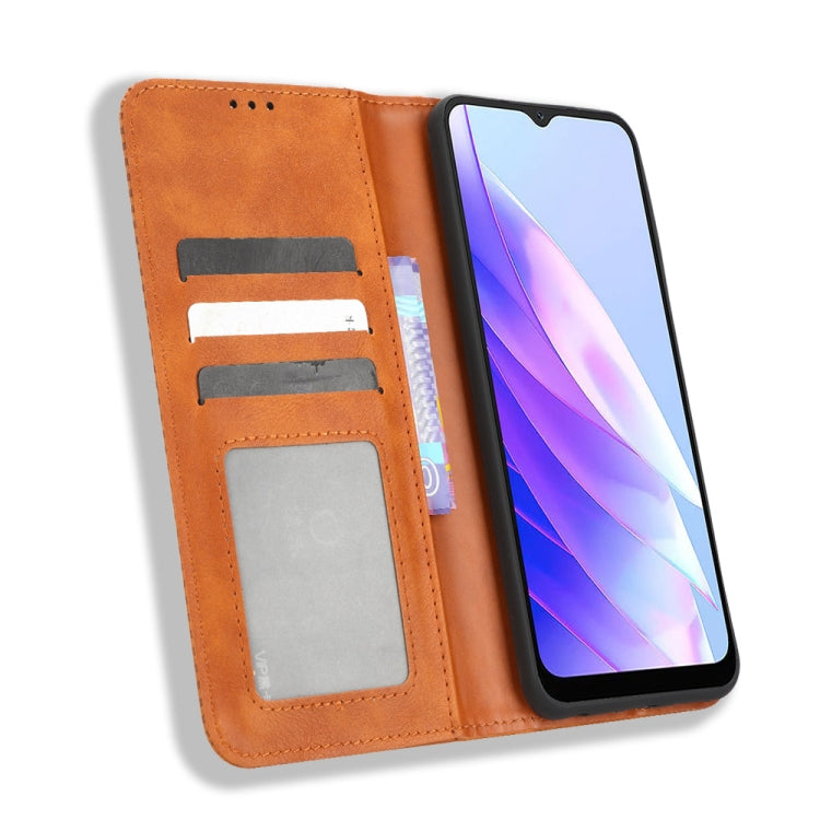 For Blackview A52 / A52 Pro Magnetic Buckle Retro Texture Leather Phone Case(Brown) - More Brand by PMC TechLife | Online Shopping South Africa | PMC TechLife