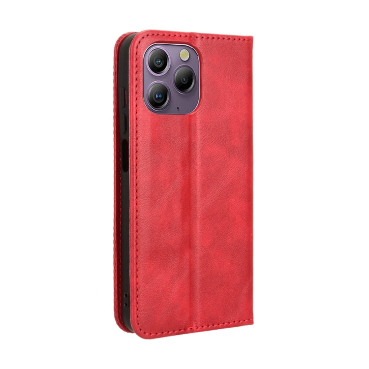 For Blackview A96 Magnetic Buckle Retro Texture Leather Phone Case(Red) - More Brand by PMC TechLife | Online Shopping South Africa | PMC TechLife