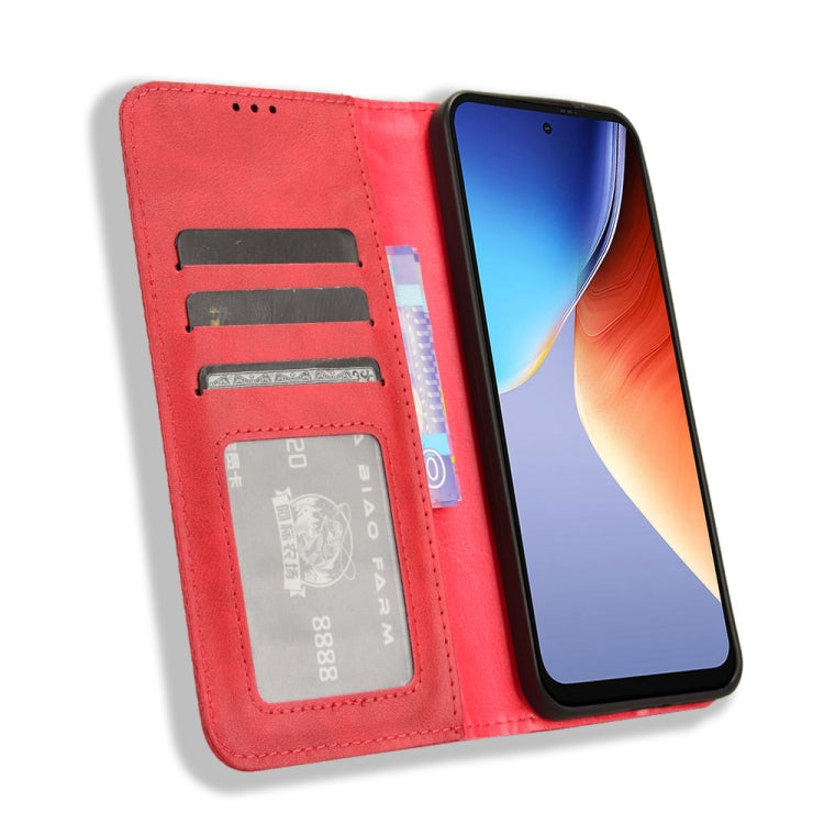 For Blackview A96 Magnetic Buckle Retro Texture Leather Phone Case(Red) - More Brand by PMC TechLife | Online Shopping South Africa | PMC TechLife