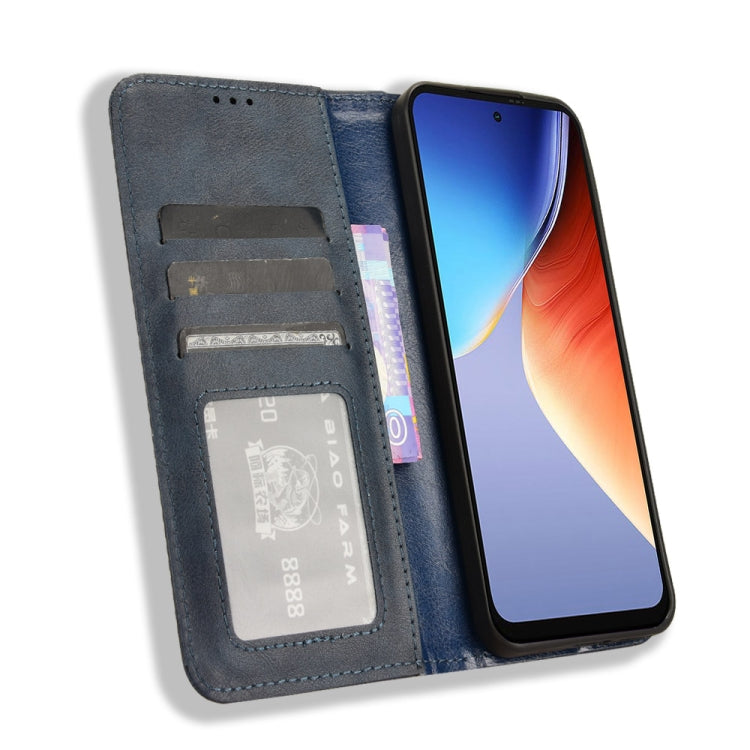 For Blackview A96 Magnetic Buckle Retro Texture Leather Phone Case(Blue) - More Brand by PMC TechLife | Online Shopping South Africa | PMC TechLife