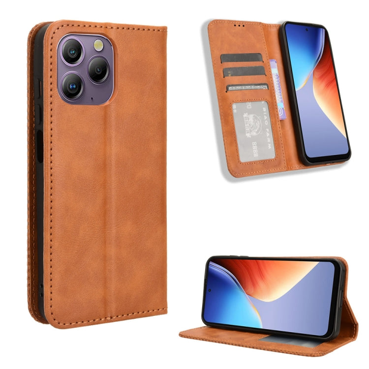 For Blackview A96 Magnetic Buckle Retro Texture Leather Phone Case(Brown) - More Brand by PMC TechLife | Online Shopping South Africa | PMC TechLife
