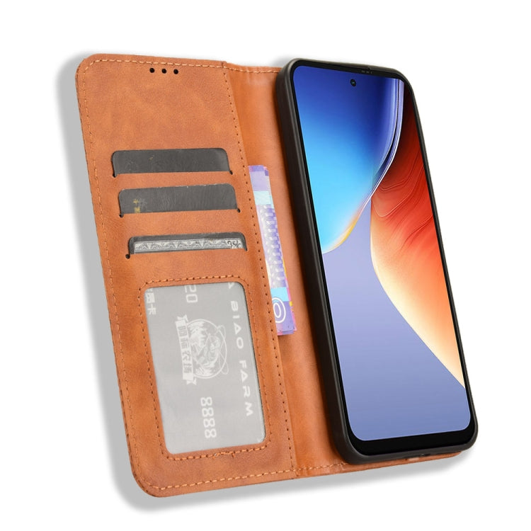 For Blackview A96 Magnetic Buckle Retro Texture Leather Phone Case(Brown) - More Brand by PMC TechLife | Online Shopping South Africa | PMC TechLife