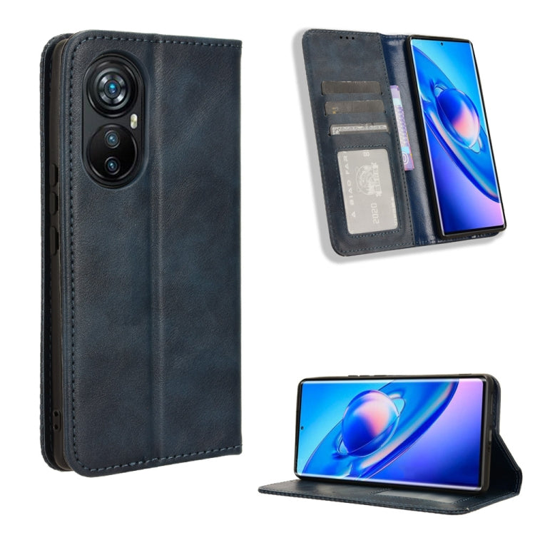 For Blackview A200 Pro Magnetic Buckle Retro Texture Leather Phone Case(Blue) - free shipping - PMC TechLife - Order now!