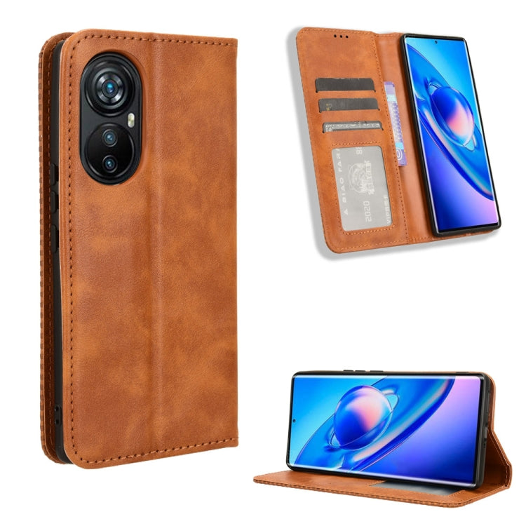 For Blackview A200 Pro Magnetic Buckle Retro Texture Leather Phone Case(Brown) - More Brand by PMC TechLife | Online Shopping South Africa | PMC TechLife