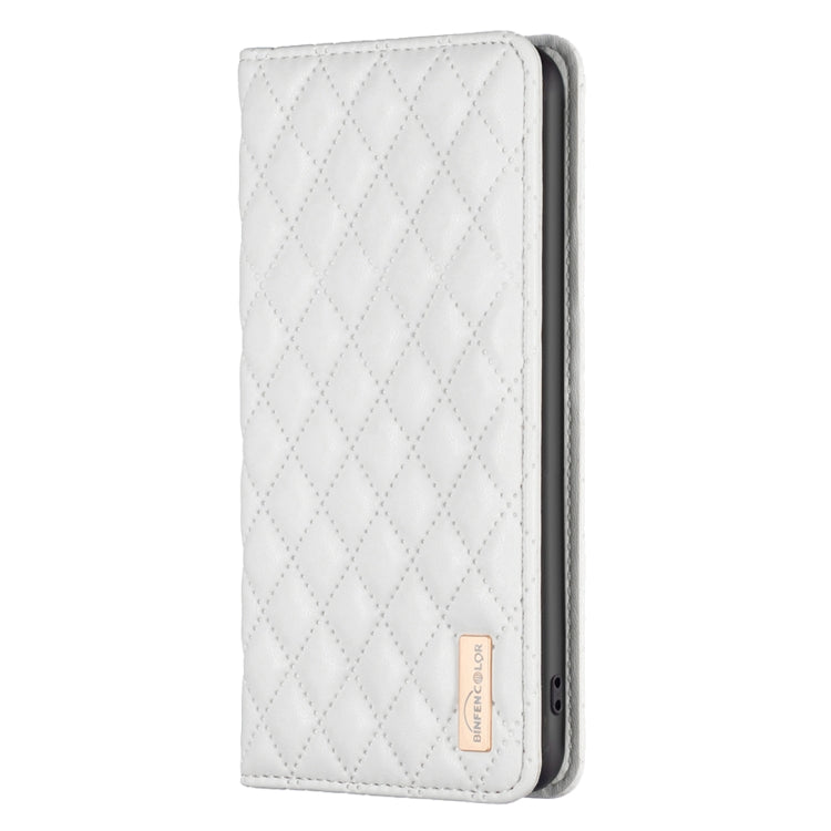 For Samsung Galaxy S24 Ultra 5G Diamond Lattice Magnetic Leather Flip Phone Case(White) - Galaxy S24 Ultra 5G Cases by PMC TechLife | Online Shopping South Africa | PMC TechLife