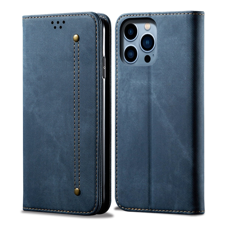 For iPhone 16 Pro Denim Texture Casual Style Horizontal Flip Leather Case(Blue) - iPhone 16 Pro Cases by PMC TechLife | Online Shopping South Africa | PMC TechLife | Buy Now Pay Later Mobicred