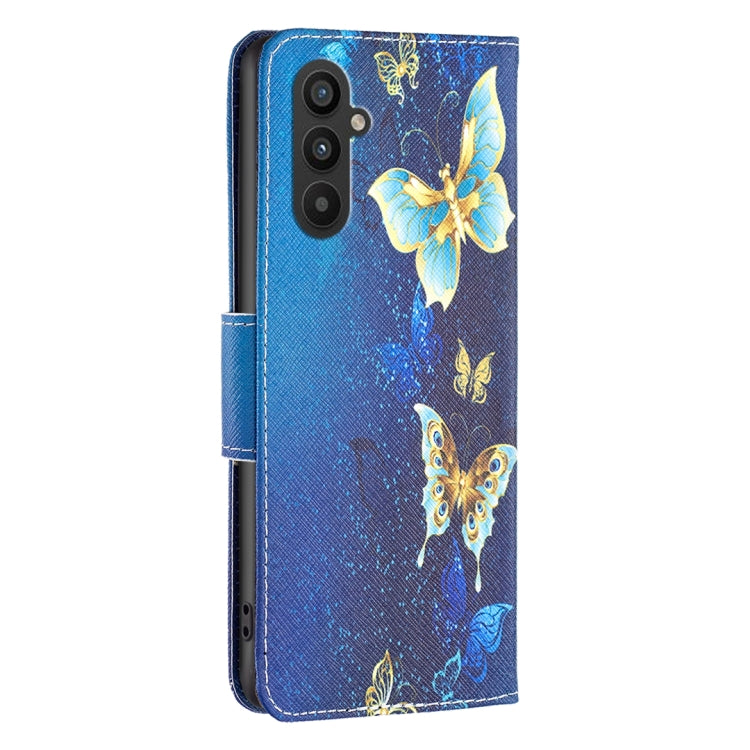 For Samsung Galaxy A25 5G Colored Drawing Pattern Leather Phone Case(Gold Butterfly) - Galaxy Phone Cases by PMC TechLife | Online Shopping South Africa | PMC TechLife