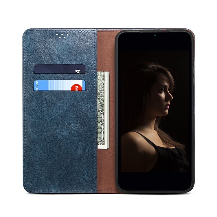 For iPhone 16 Plus Oil Wax Crazy Horse Texture Leather Phone Case(Blue) - iPhone 16 Plus Cases by PMC TechLife | Online Shopping South Africa | PMC TechLife | Buy Now Pay Later Mobicred