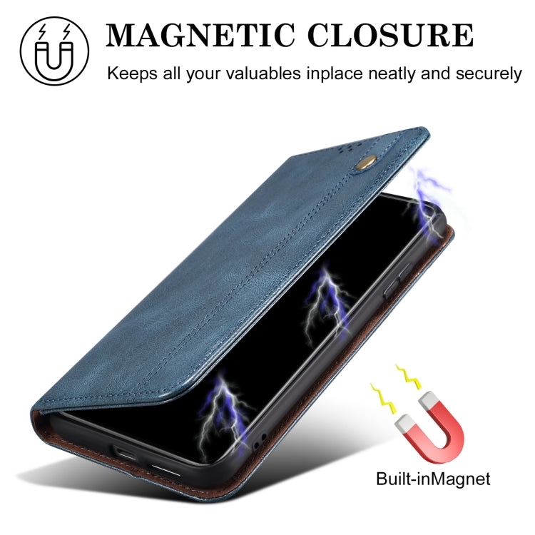 For iPhone 16 Plus Oil Wax Crazy Horse Texture Leather Phone Case(Blue) - iPhone 16 Plus Cases by PMC TechLife | Online Shopping South Africa | PMC TechLife | Buy Now Pay Later Mobicred