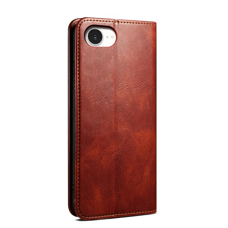 For iPhone 16e Oil Wax Crazy Horse Texture Leather Phone Case(Brown) - iPhone 16e Cases by PMC TechLife | Online Shopping South Africa | PMC TechLife | Buy Now Pay Later Mobicred