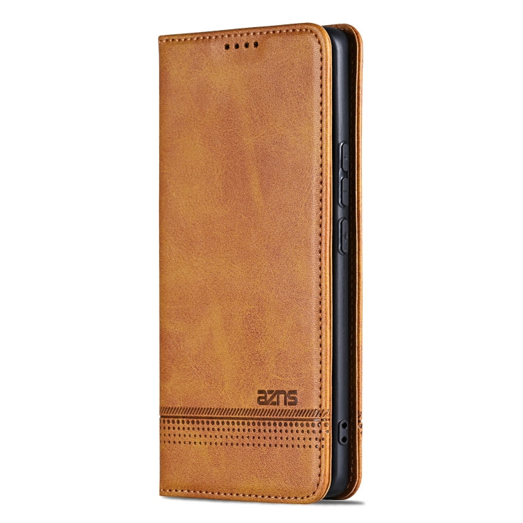 For Samsung Galaxy S24+ 5G AZNS Magnetic Calf Texture Flip Leather Phone Case(Light Brown) - free shipping - PMC Jewellery - Order now!