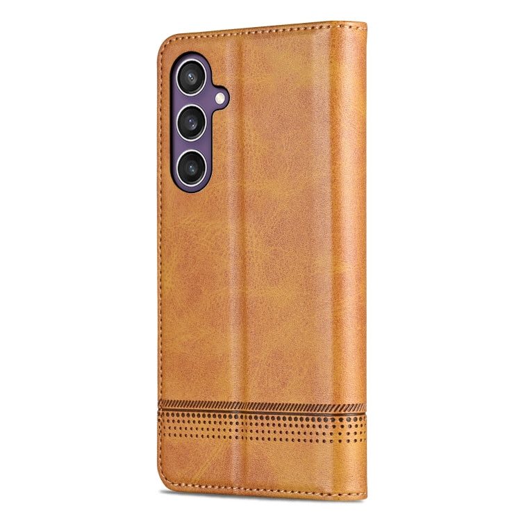 For Samsung Galaxy S24+ 5G AZNS Magnetic Calf Texture Flip Leather Phone Case(Light Brown) - free shipping - PMC Jewellery - Order now!