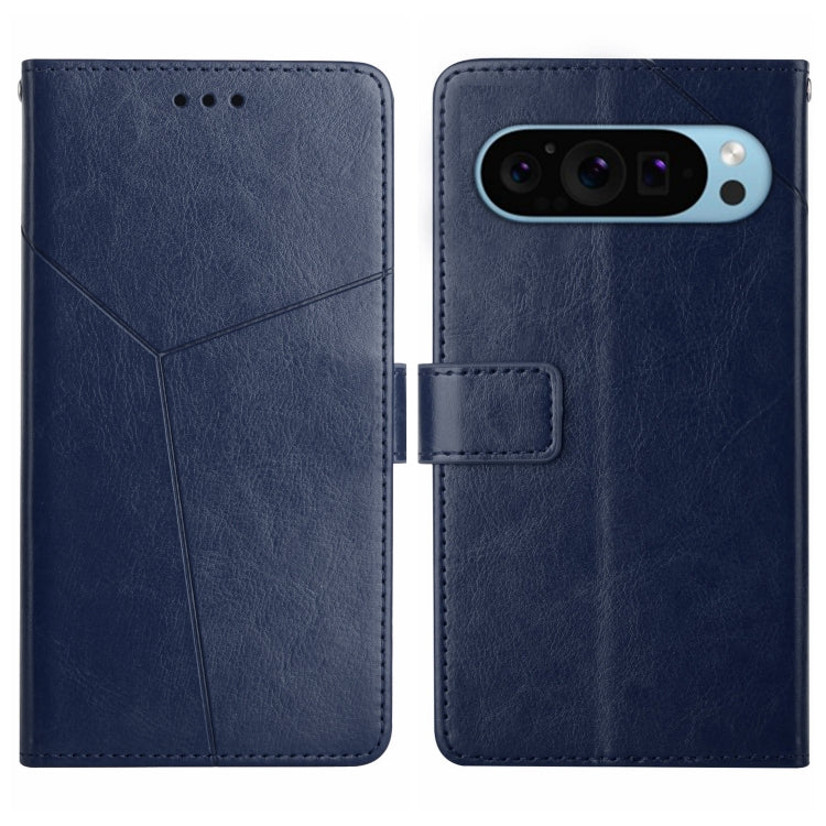 For Google Pixel 9 Y-shaped Pattern Flip Leather Phone Case(Blue) - Google Cases by PMC TechLife | Online Shopping South Africa | PMC TechLife | Buy Now Pay Later Mobicred