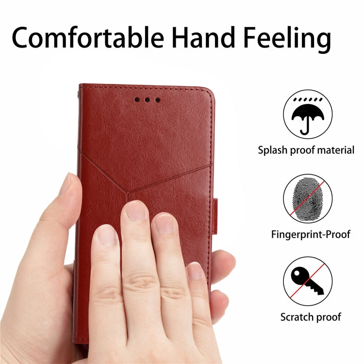 For Google Pixel 9 Y-shaped Pattern Flip Leather Phone Case(Brown) - Google Cases by PMC TechLife | Online Shopping South Africa | PMC TechLife | Buy Now Pay Later Mobicred